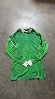 Vintage 1980s Adidas Goalkeeper Football Shirt Green Template Soccer Jersey #1